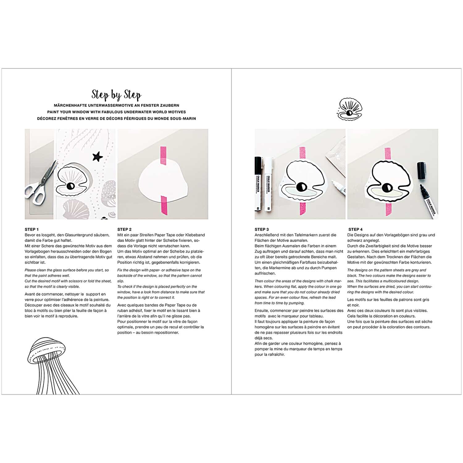 Vorlagenmappe Mermaid Fenster- und Glasmalerei mit Kreidestiften