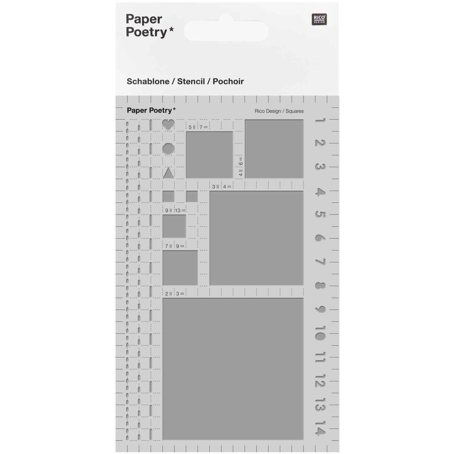 Paper Poetry Bullet Diary Schablone Quadrate 9,5x15cm