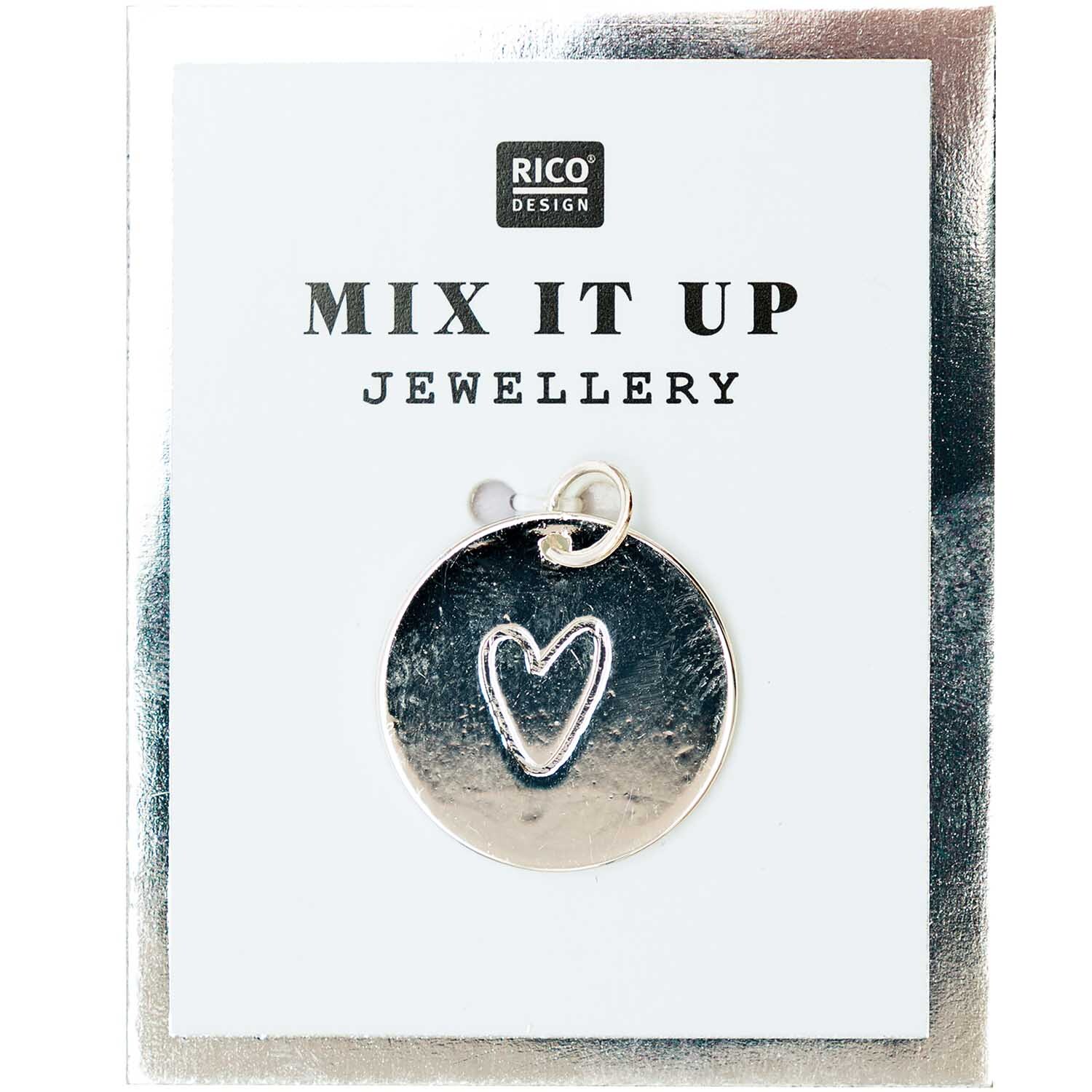 Mix it Up - Jewellery Anhänger Scheibe Herz silber Ø17mm