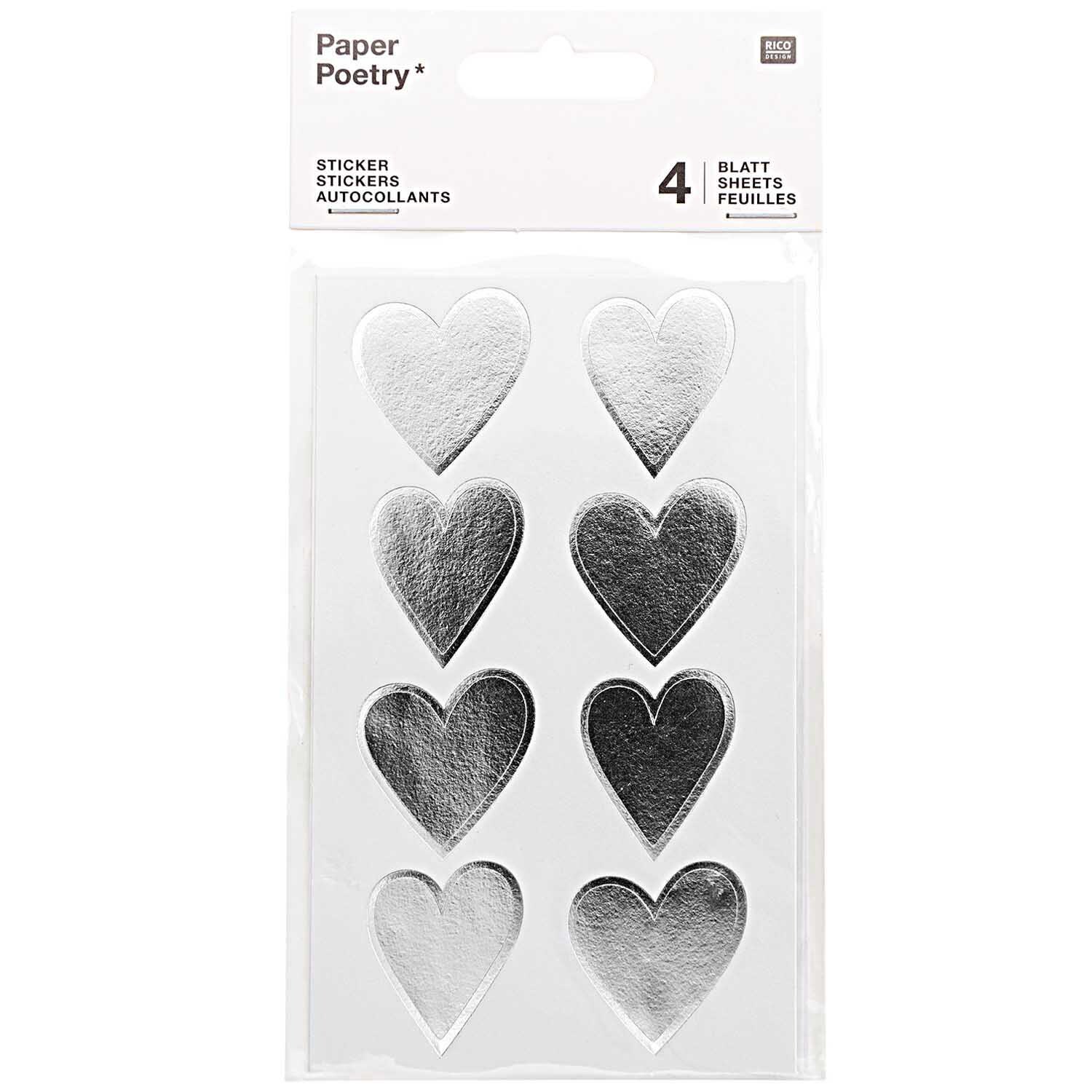 Paper Poetry Sticker Herzen 4 Blatt