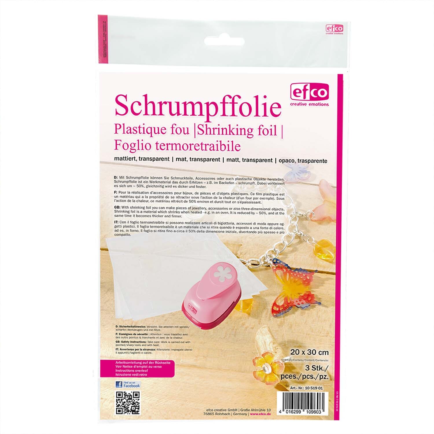 Schrumpffolie mattiert transparent 20x30cm 3 Stück