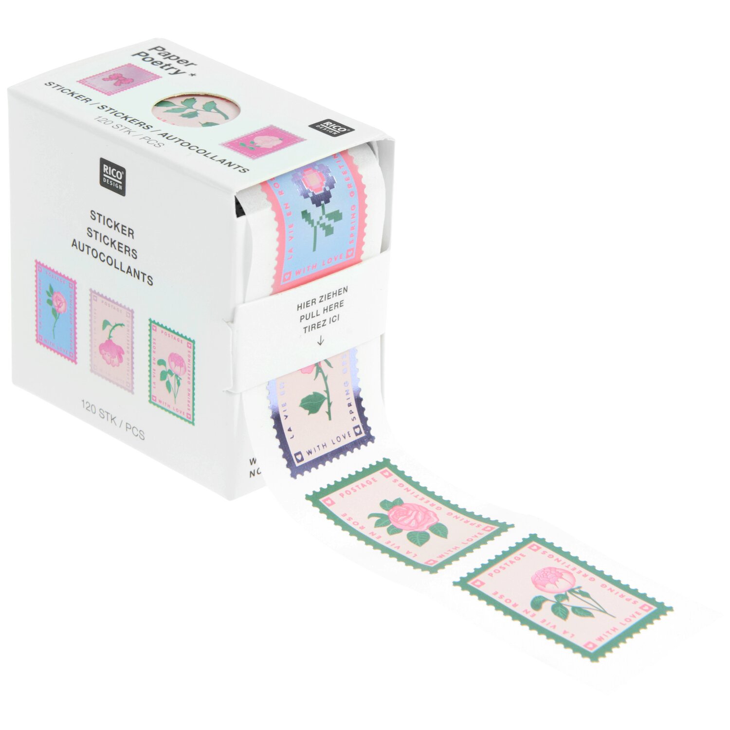 Paper Poetry Mini-Sticker La Vie en Rose Briefmarken