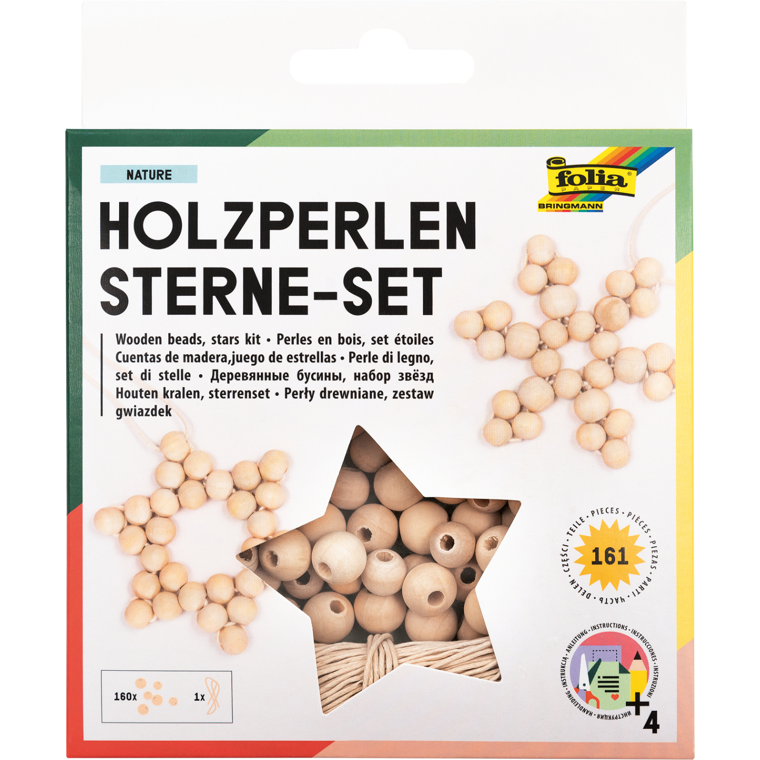 Holzperlen Stern-Set natur