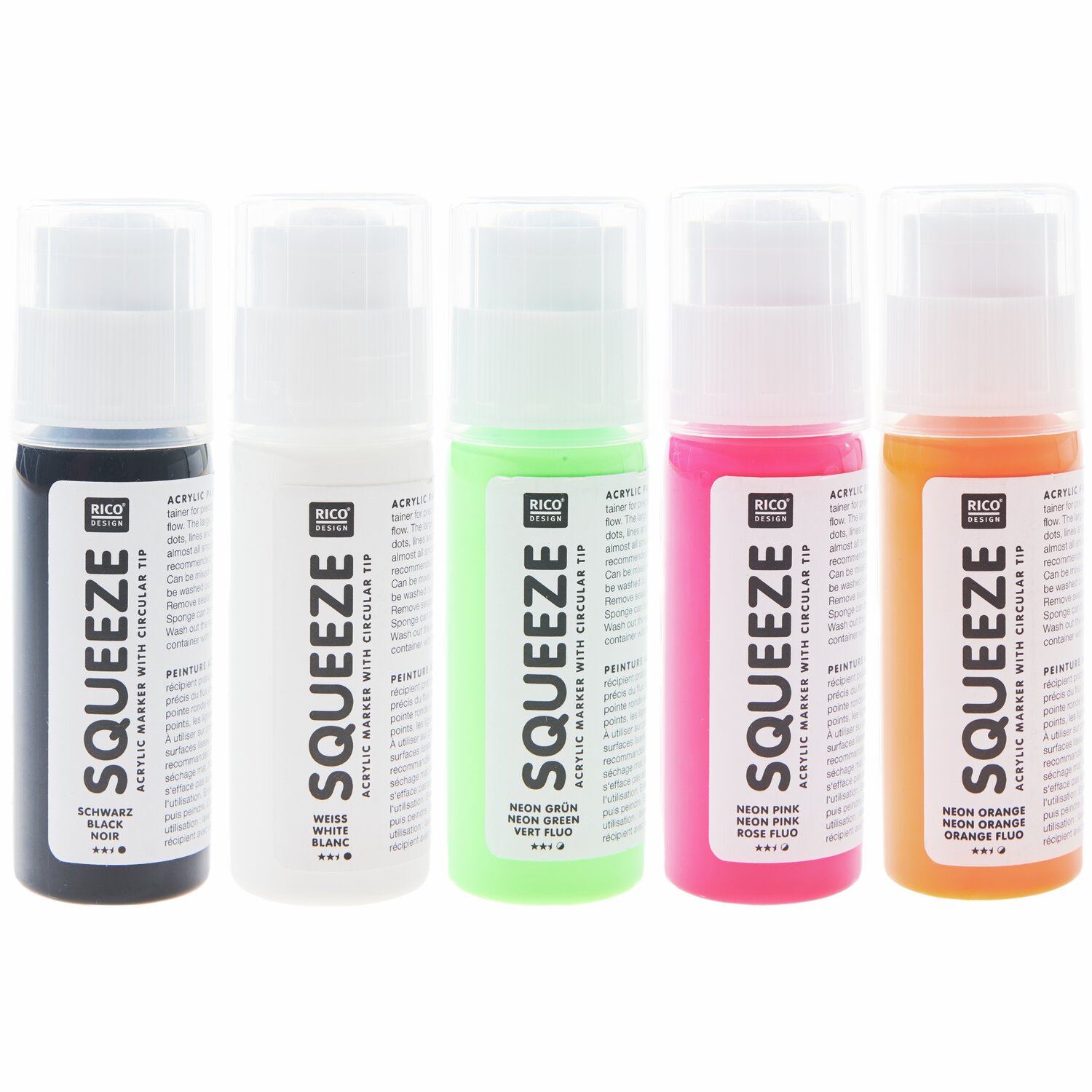 Squeeze Acrylic Marker Set Neon