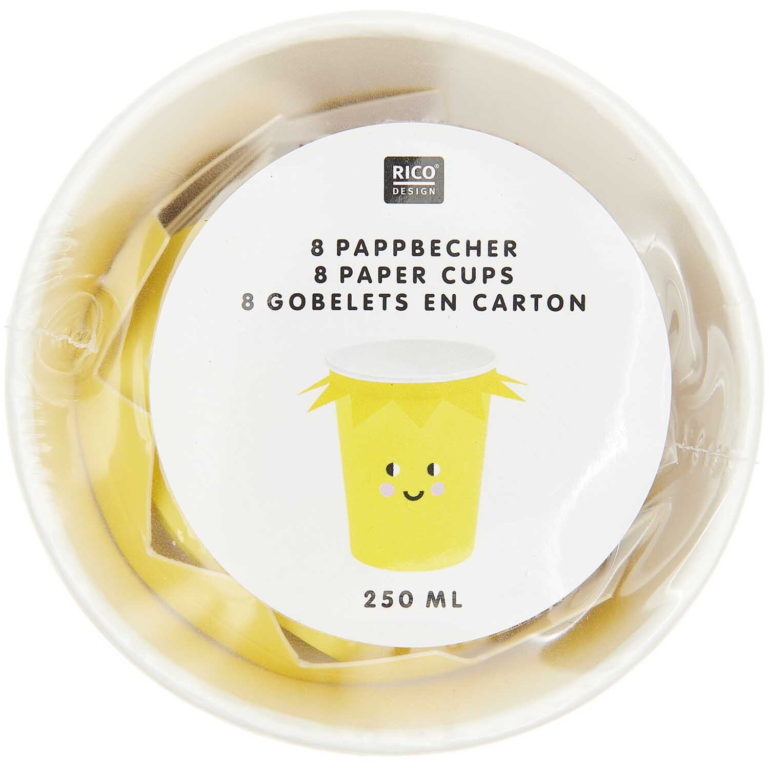 Pappbecher Sonne 250ml 8 Stück