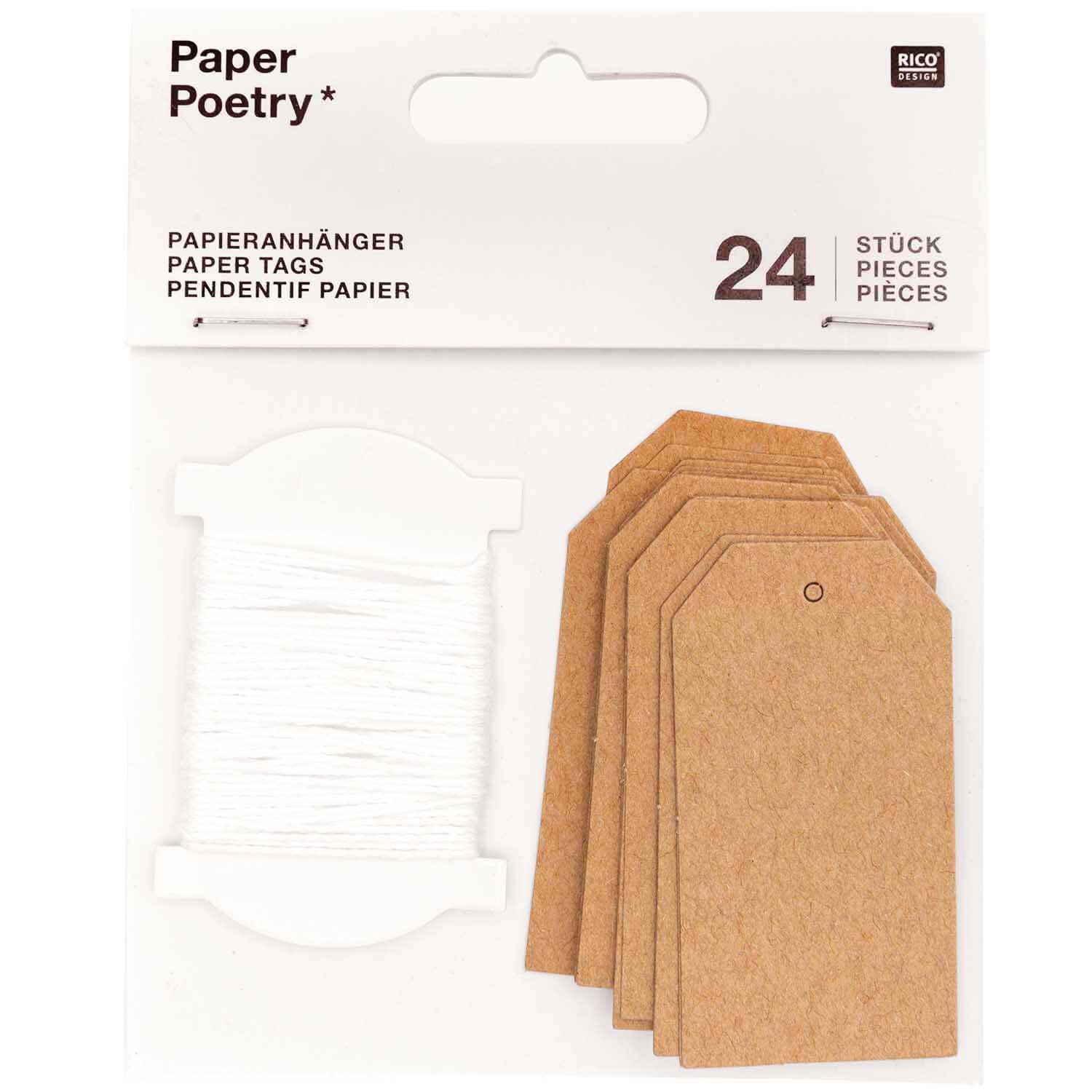 Paper Poetry Papieranhänger Kraftpapier 24 Stück