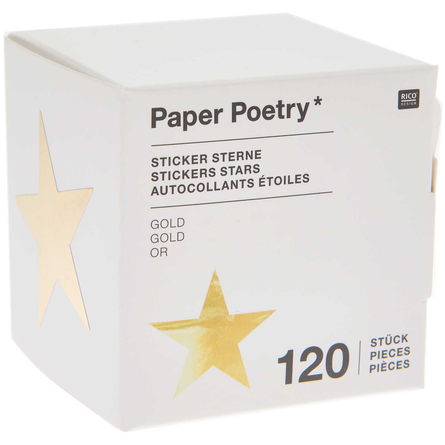 Paper Poetry Sticker Sterne 5cm 120 Stück auf der Rolle Hot Foil