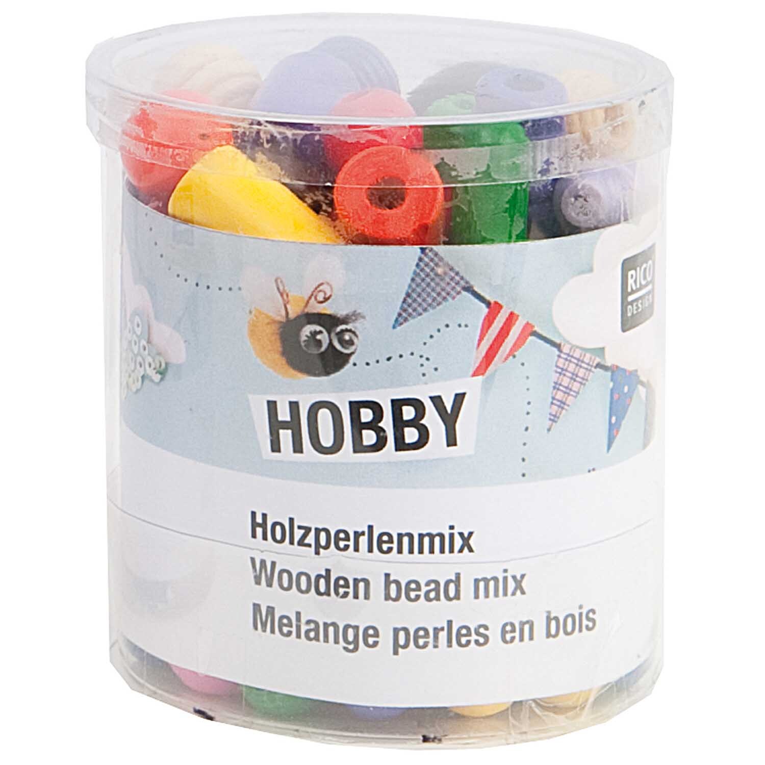 Holz-Perlen Mix mehrfarbig 100g