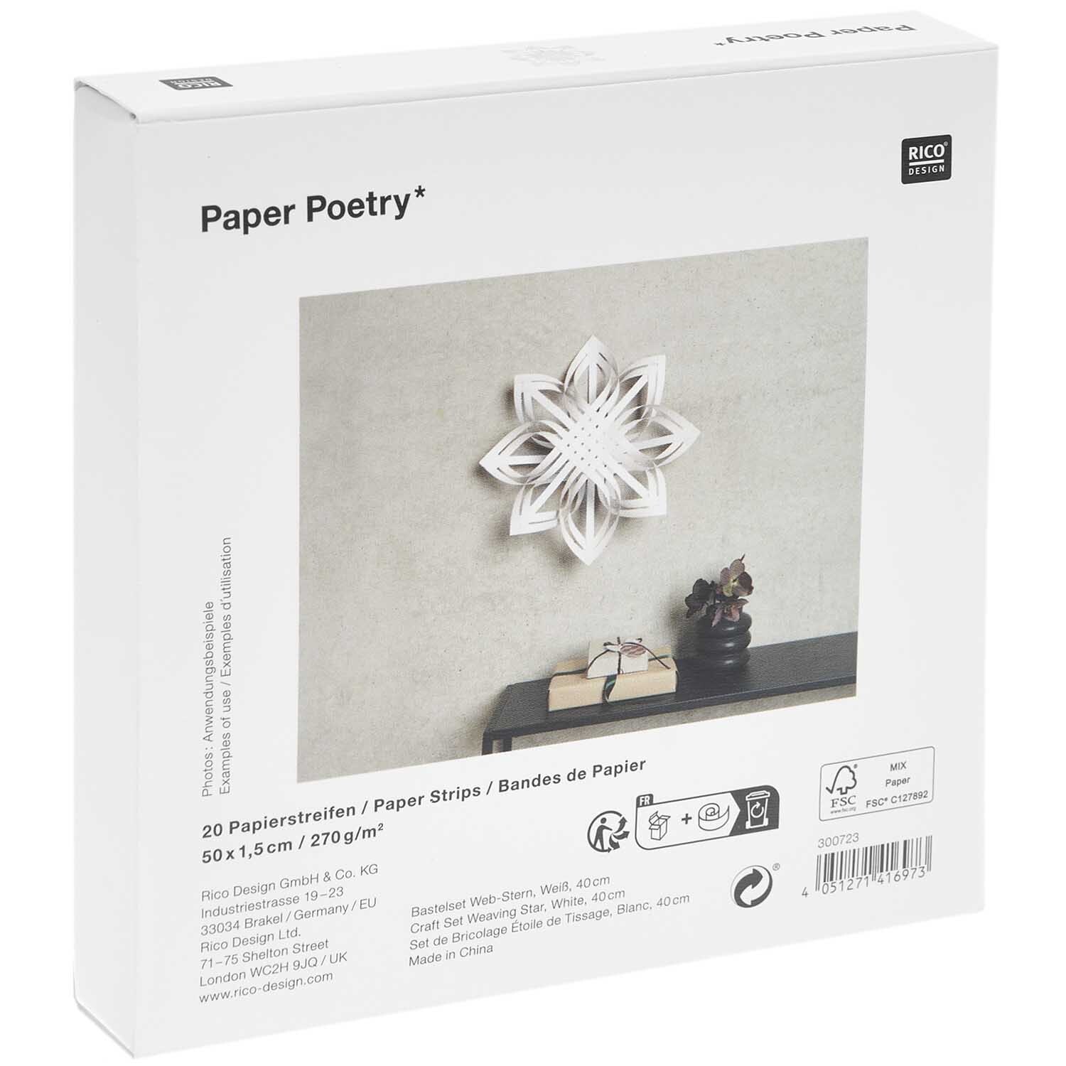 Paper Poetry Web-Stern Größe M 270g/m2