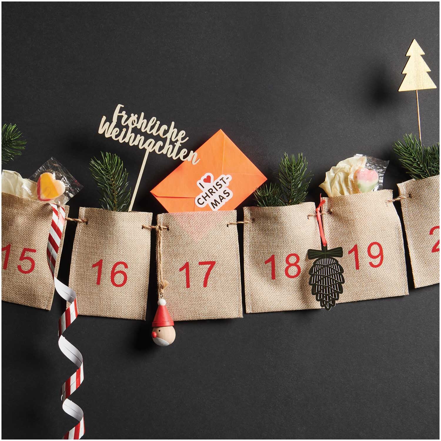 Adventskalender Girlande 1-24 260cm