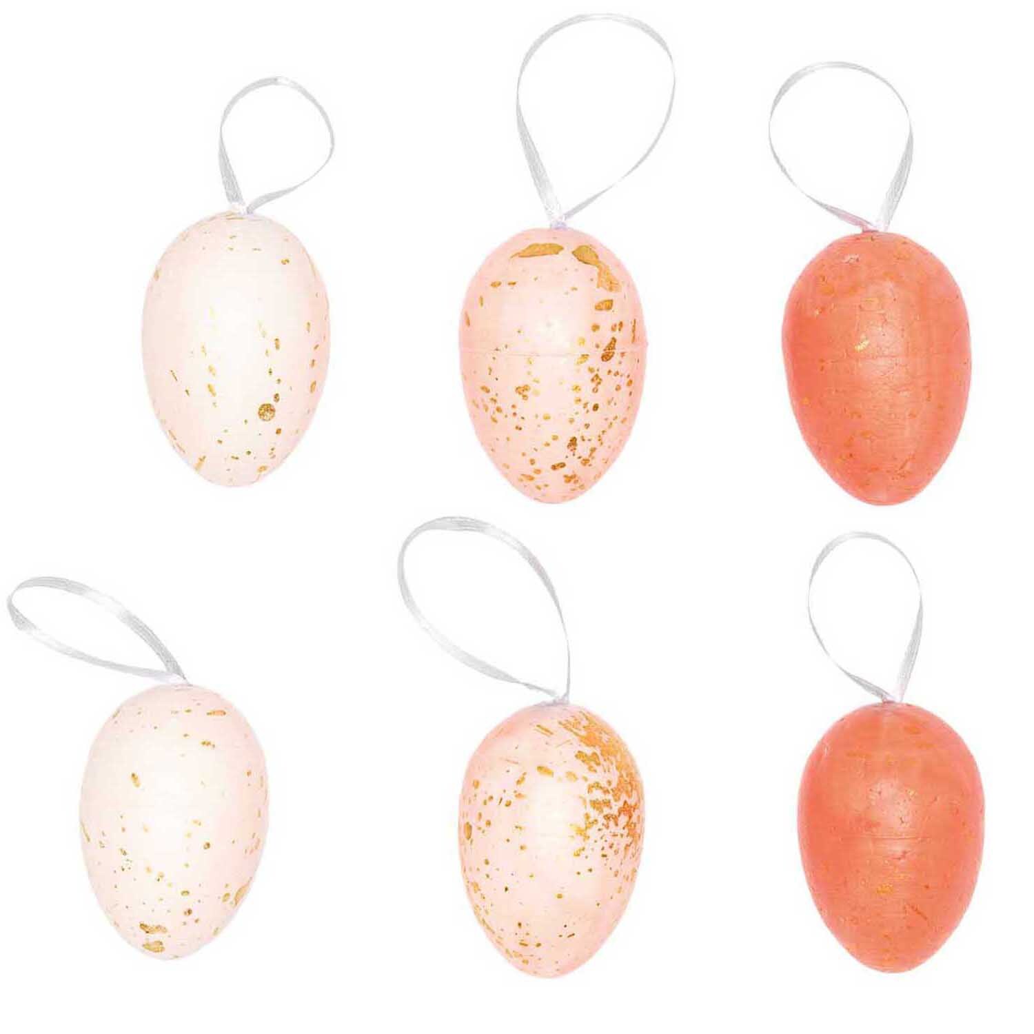 Eier zum Hängen rosa-gold Mix 6cm 6 Stück