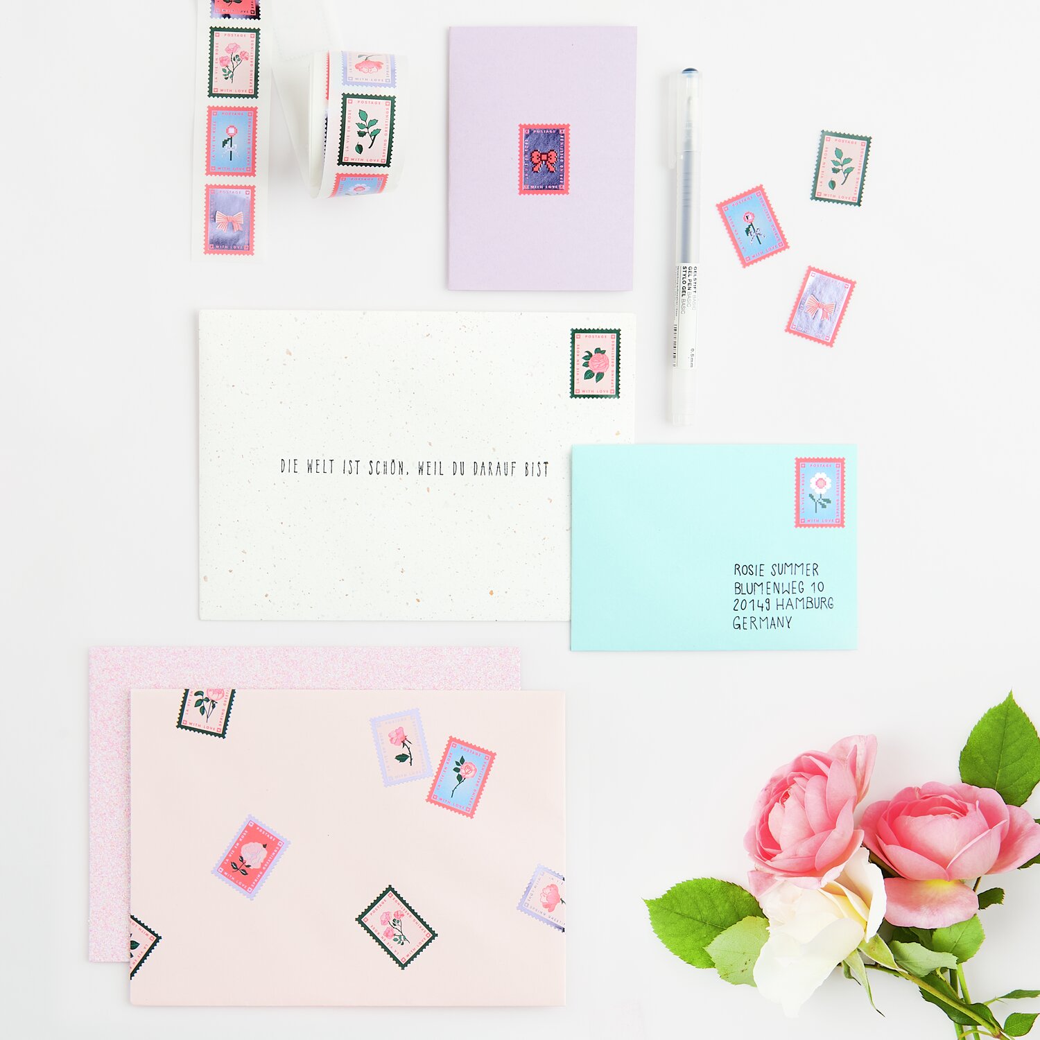 Paper Poetry Mini-Sticker La Vie en Rose Briefmarken