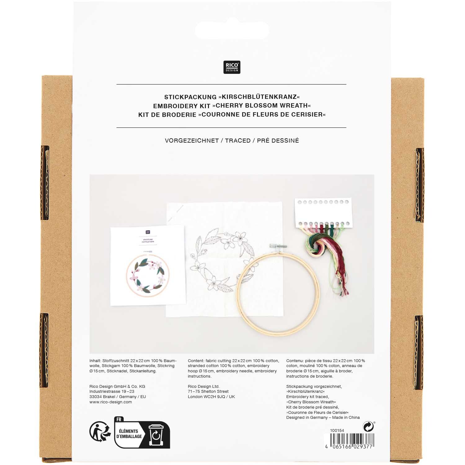 Stickpackung Kirschblütenkranz vorgezeichnet