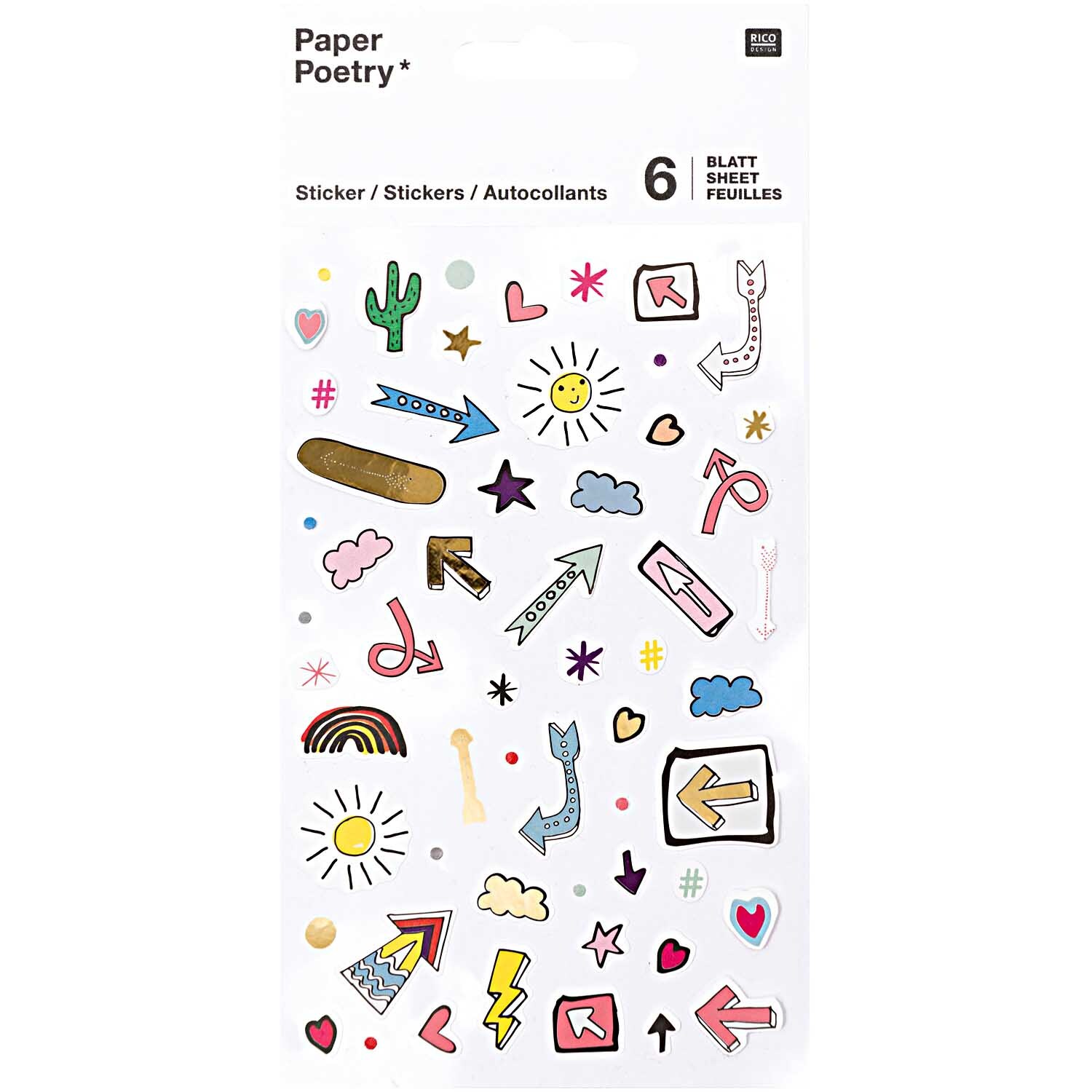 Paper Poetry Sticker Pfeile 6 Blatt