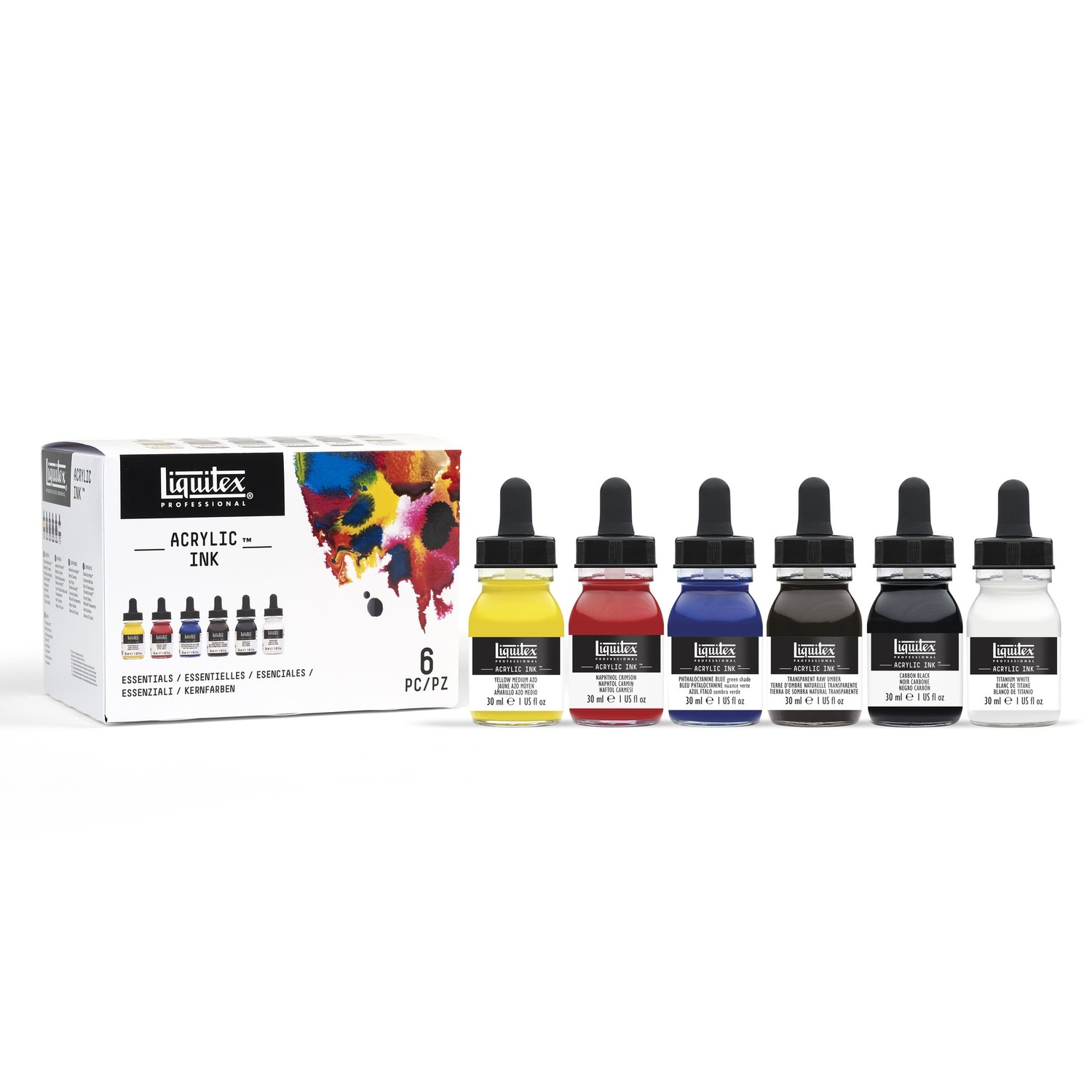  Ink flüssige Acrylfarbe Set Basics 6x30ml