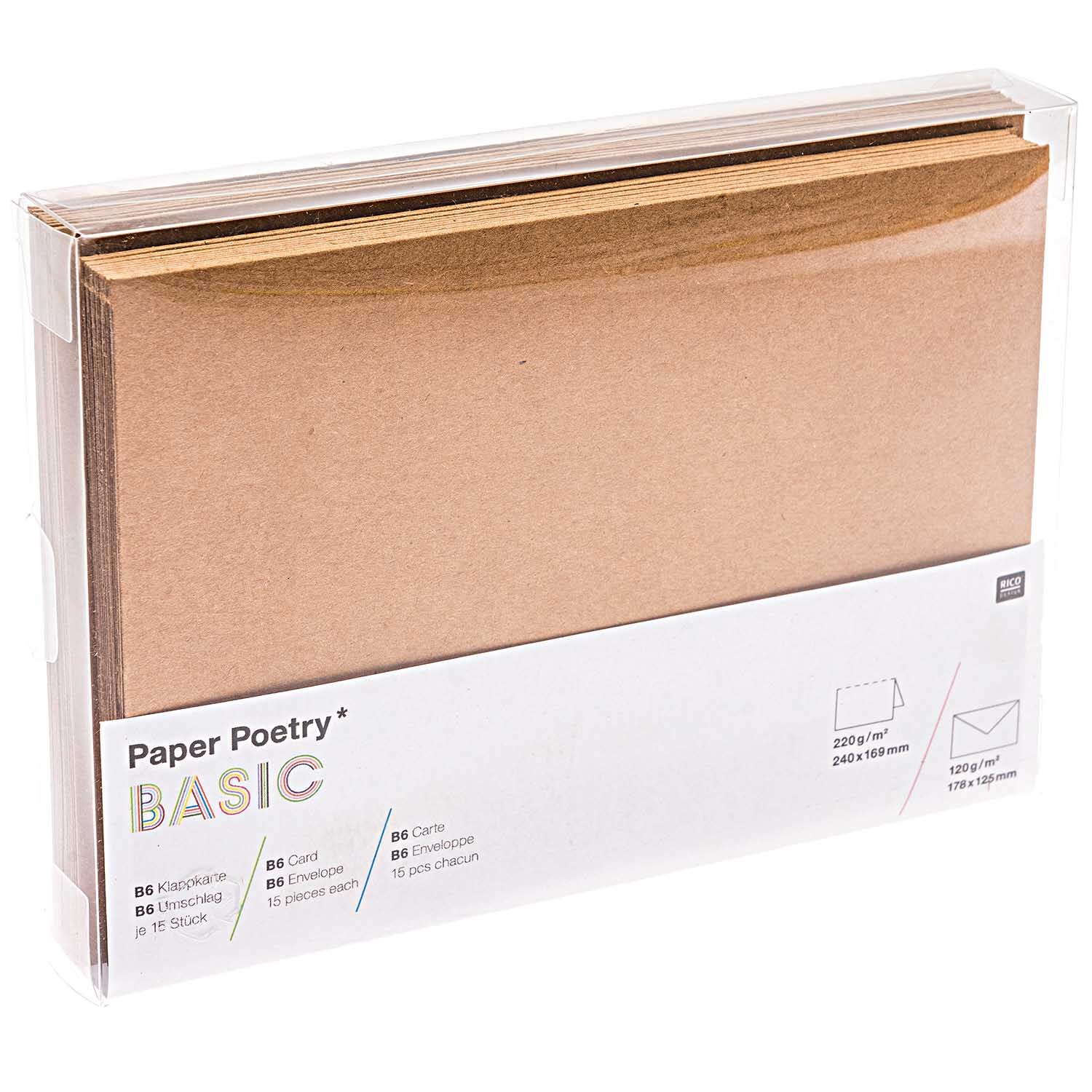 Paper Poetry Kartenset Basic Kraftpapier B6/B6 30teilig