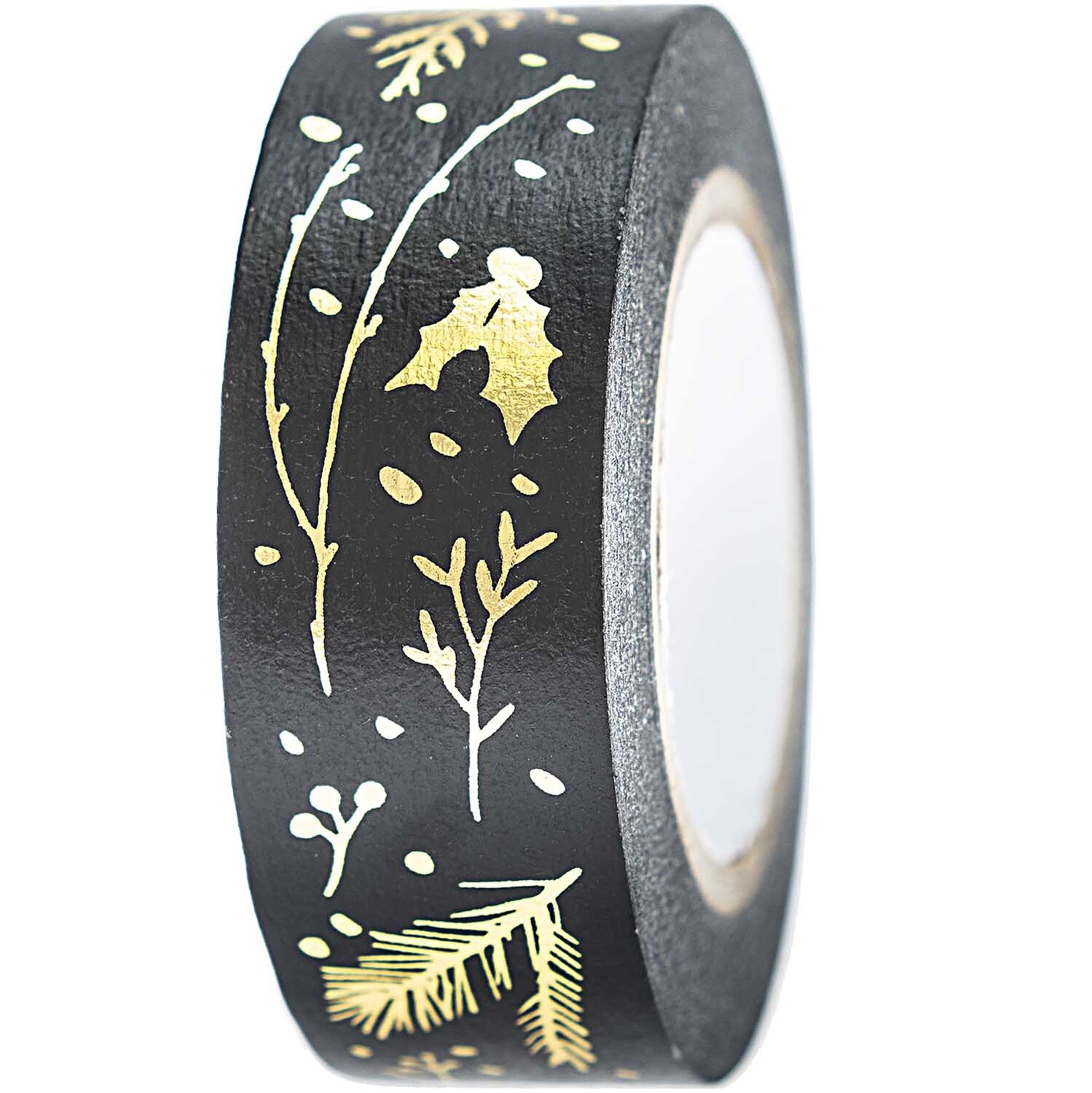 Paper Poetry Tape Nostalgic Christmas Zweige schwarz-gold 1,5cm 10m