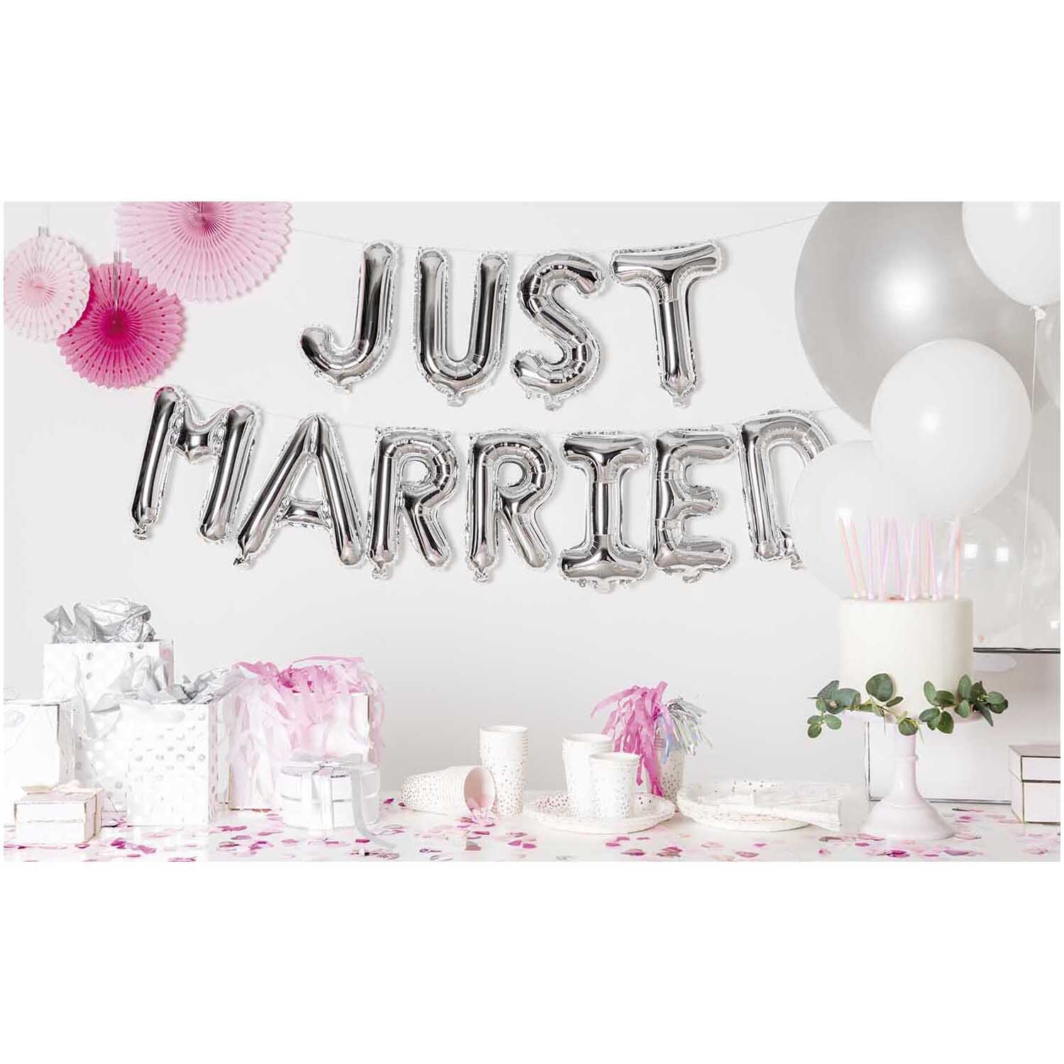 Folienballon-Set Just married silber 11teilig