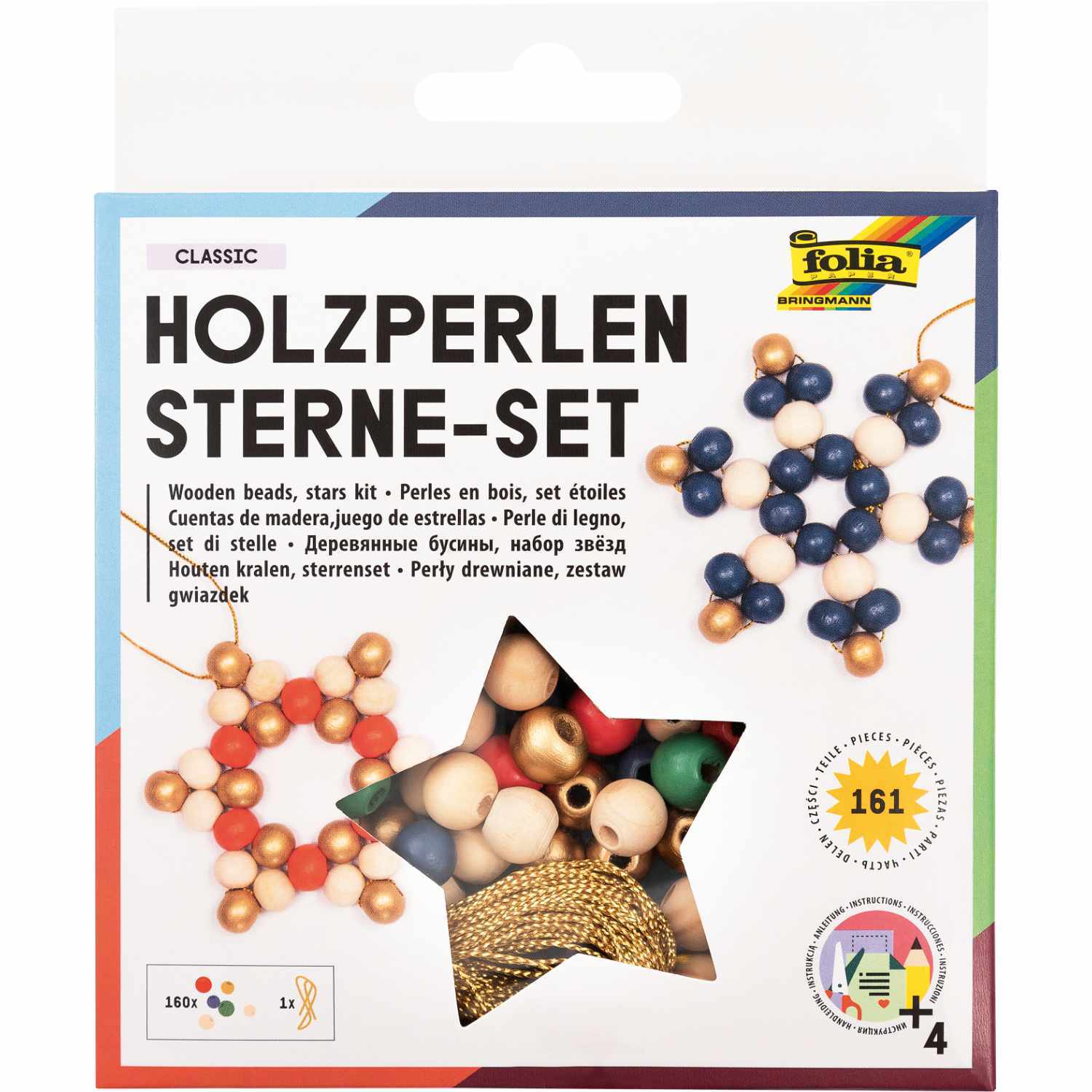 Holzperlen Stern-Set classic 161teilig