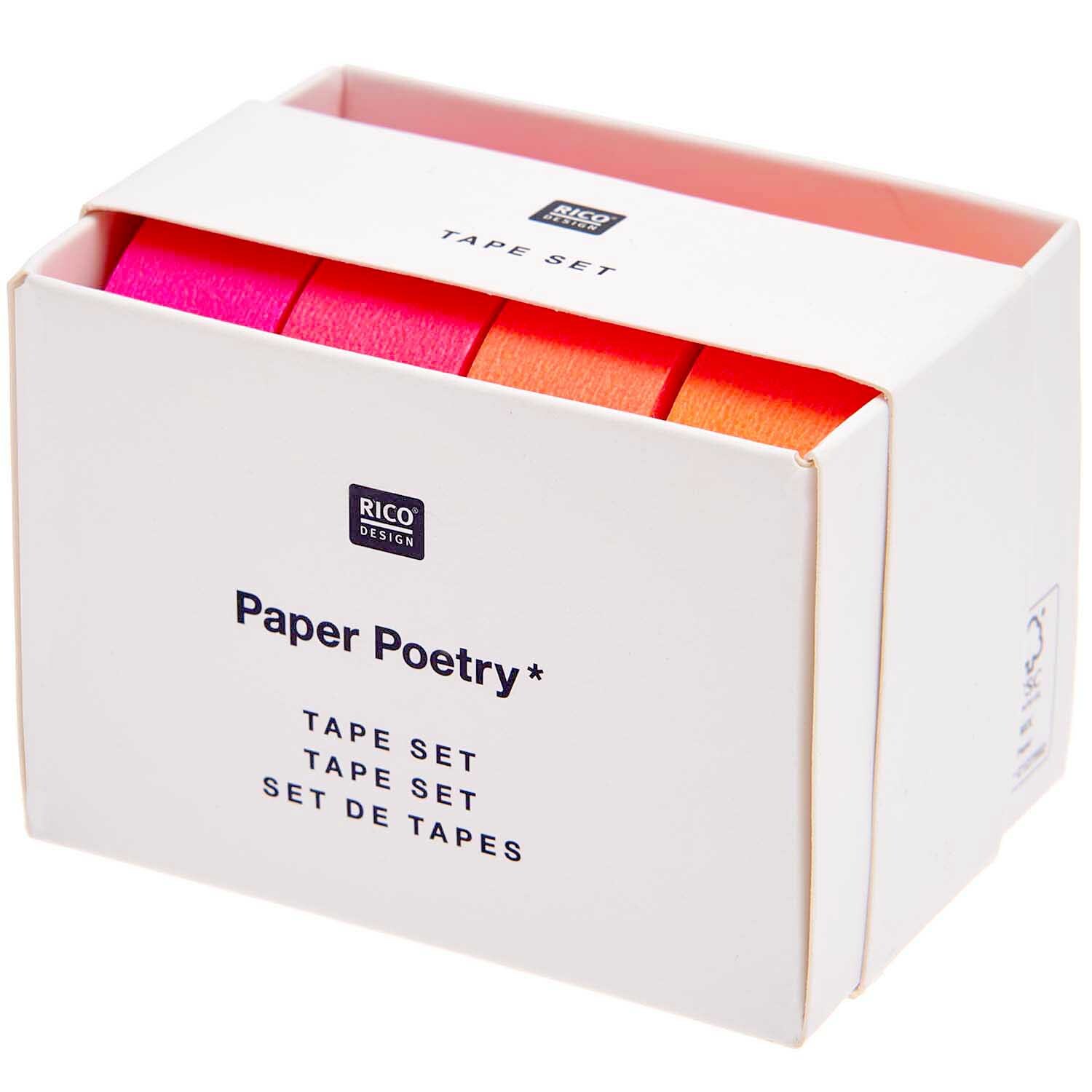 Paper Poetry Tape Set Neon Rottöne 15mm 10m 4teilig