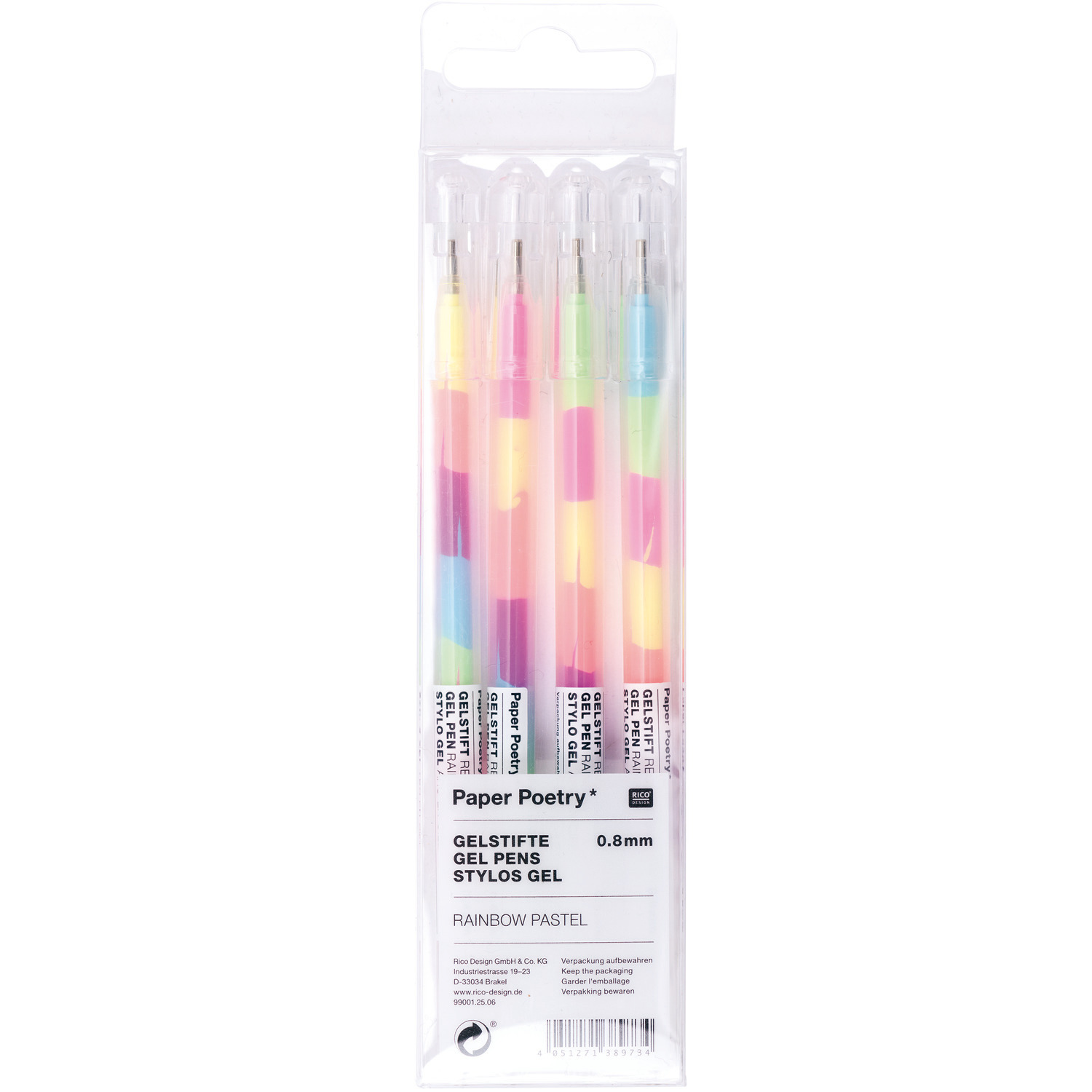 Paper Poetry Gelstift Regenbogen pastell 0,8mm 4 Stück