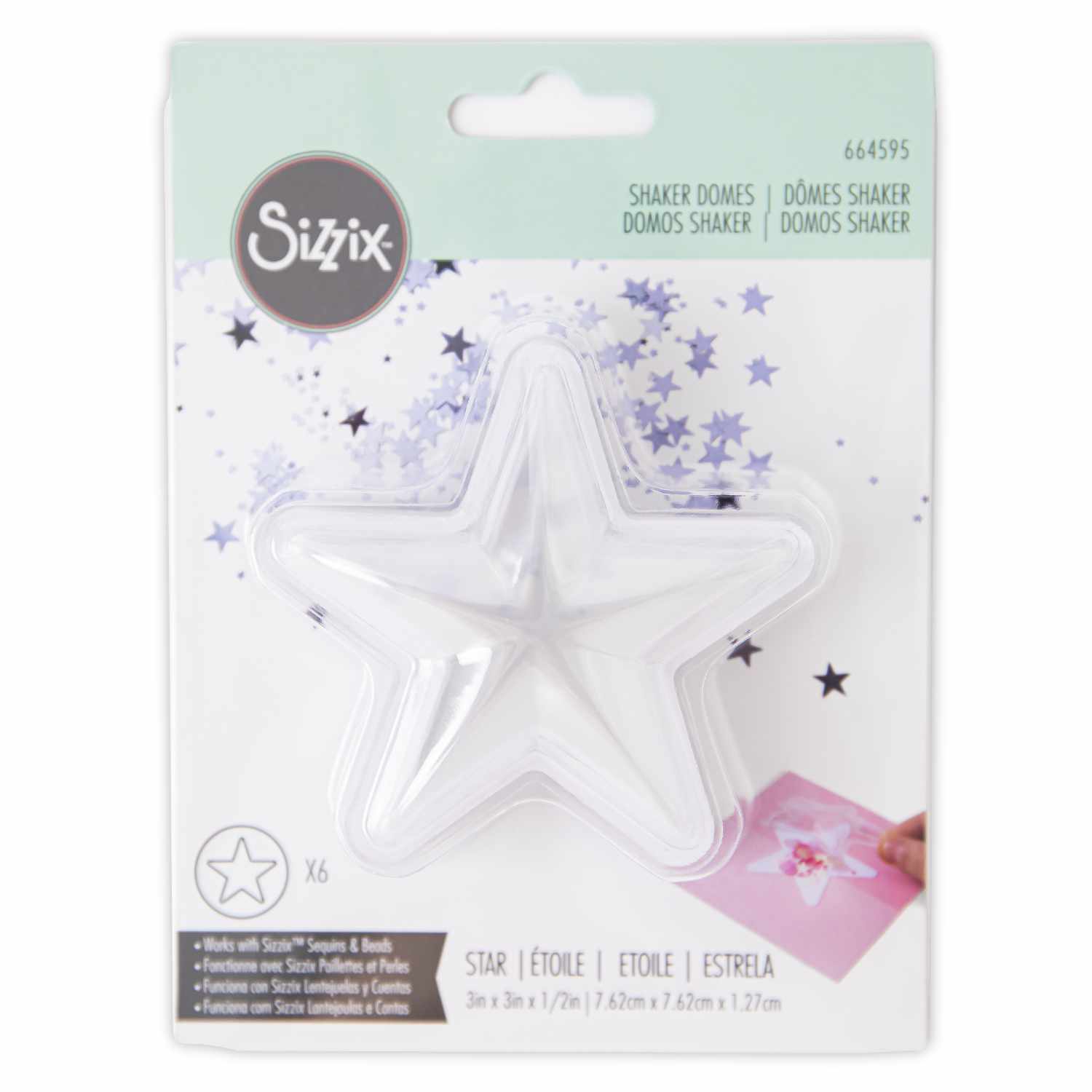 Shaker Domes Stars 7,62x7,62cm