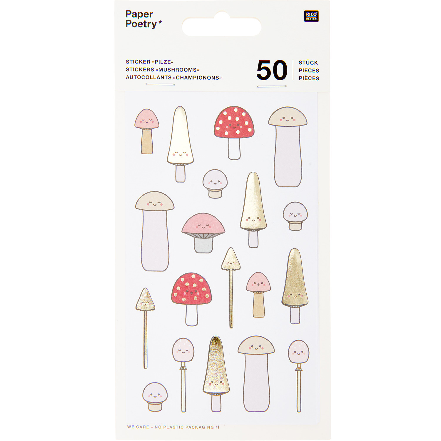 Paper Poetry Sticker Pilze Kawaii 4 Blatt