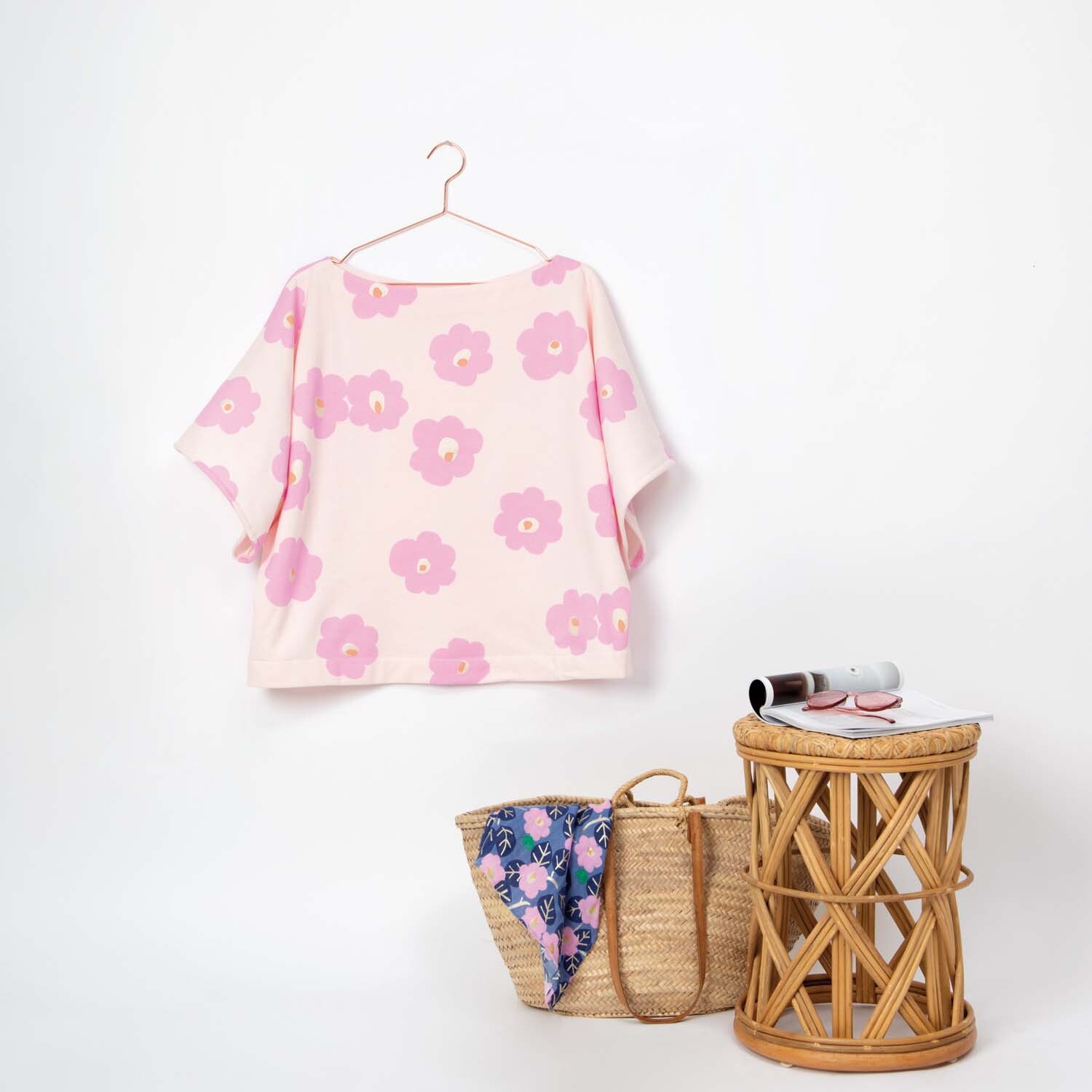 Sweatshirt-Stoff  Aloha Blumen rosa metallic 170cm