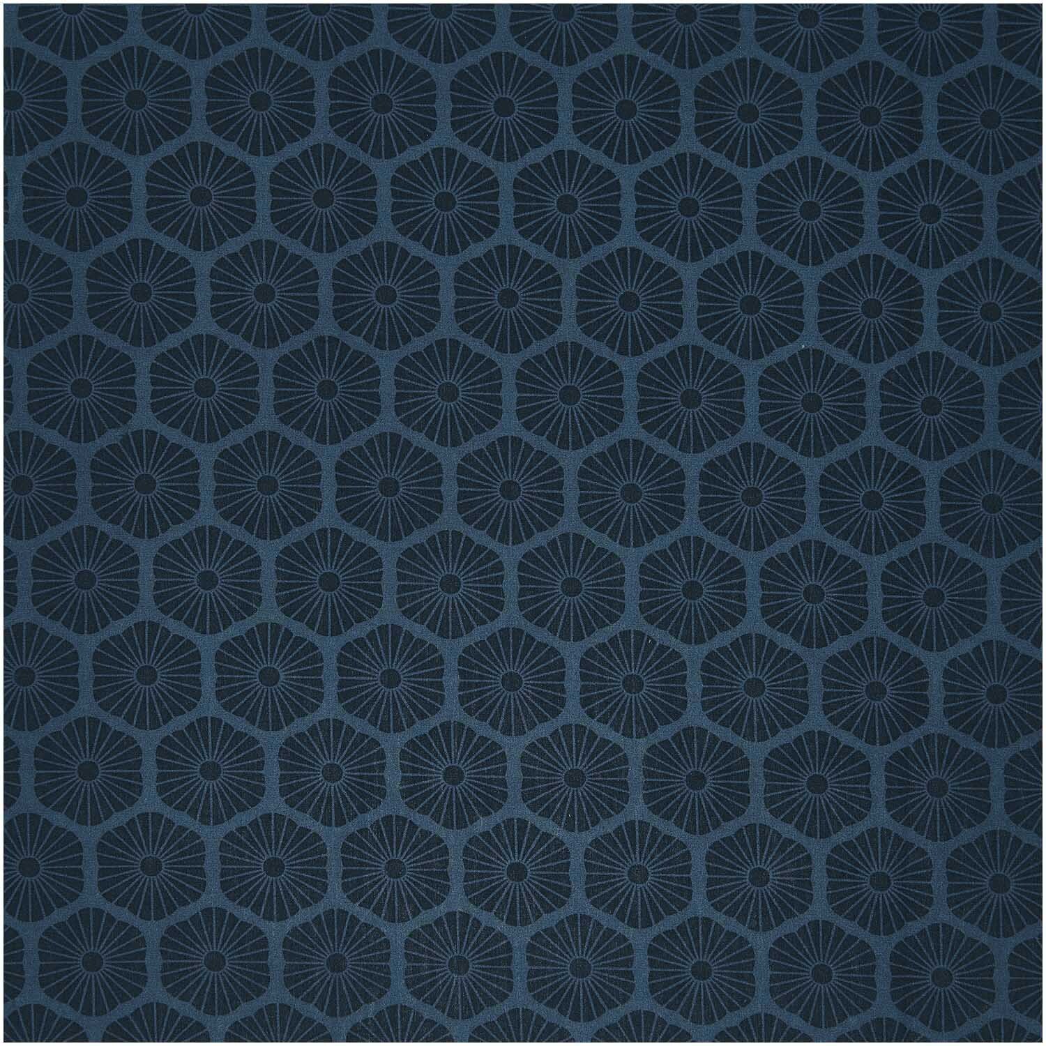 Stoffabschnitt Baumwoll-Popelin blau Rosette 50x140cm