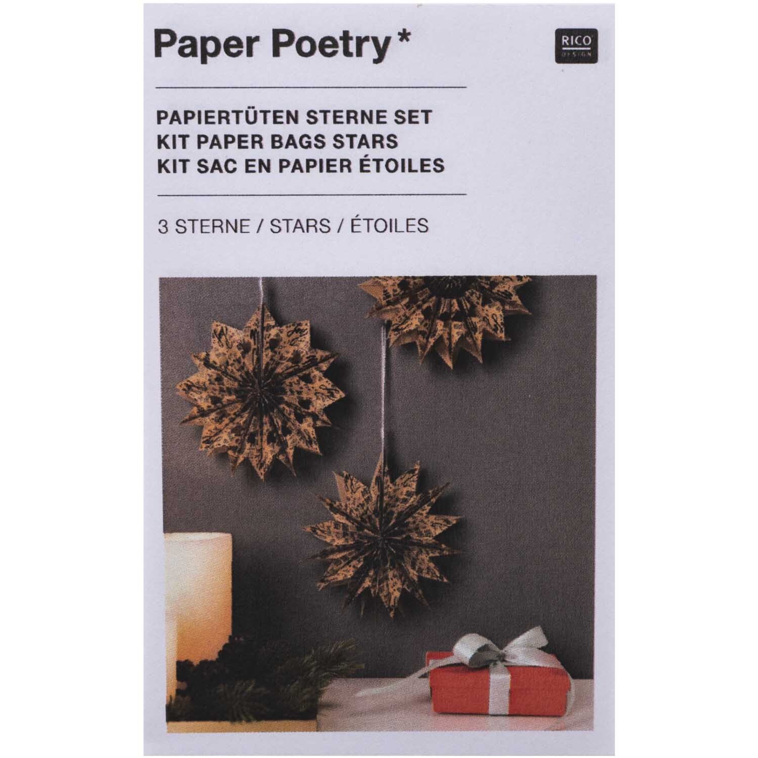 Paper Poetry Bastelset Papiertüten-Sterne Jolly Christmas klein