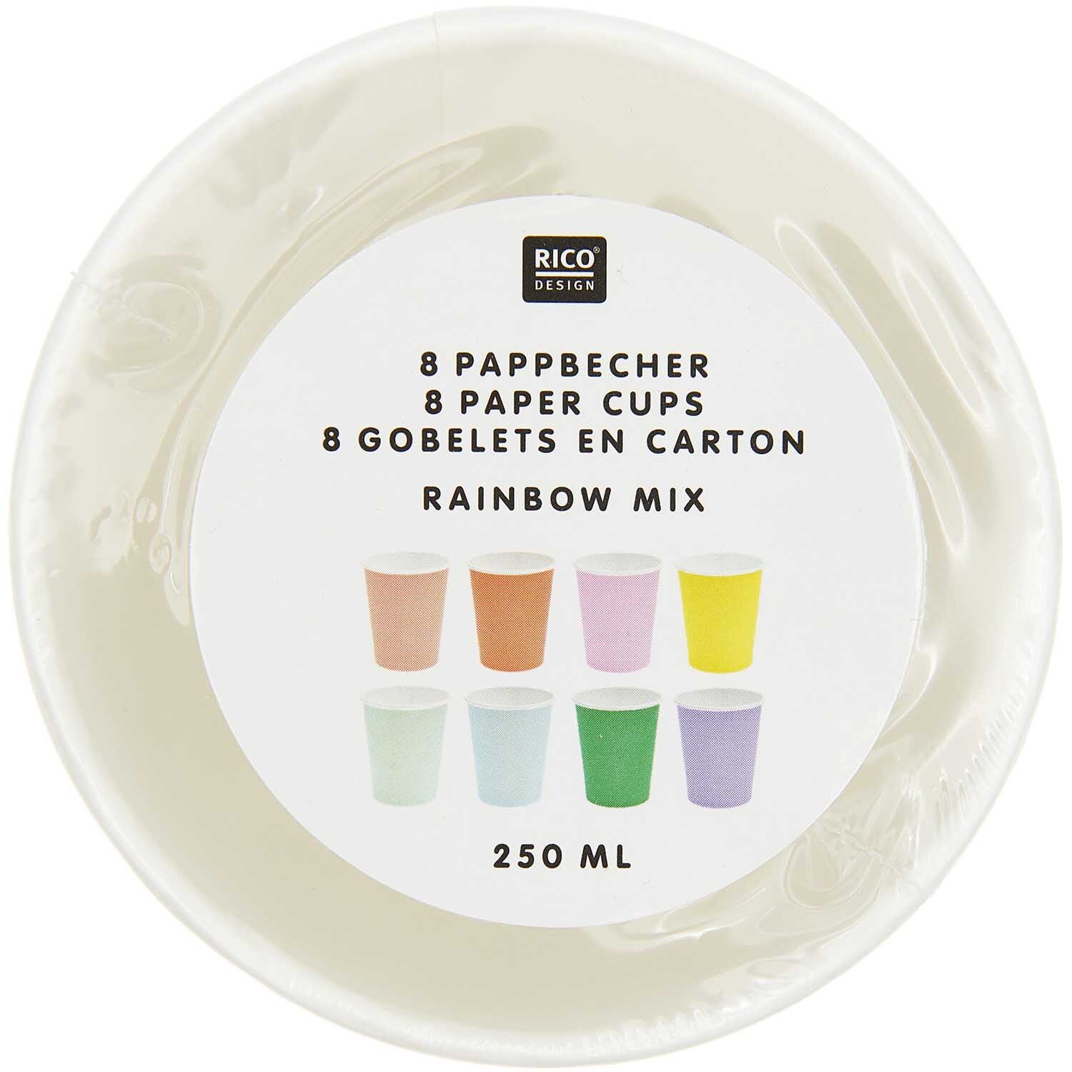 Pappbecher bunt 250ml 8 Stück