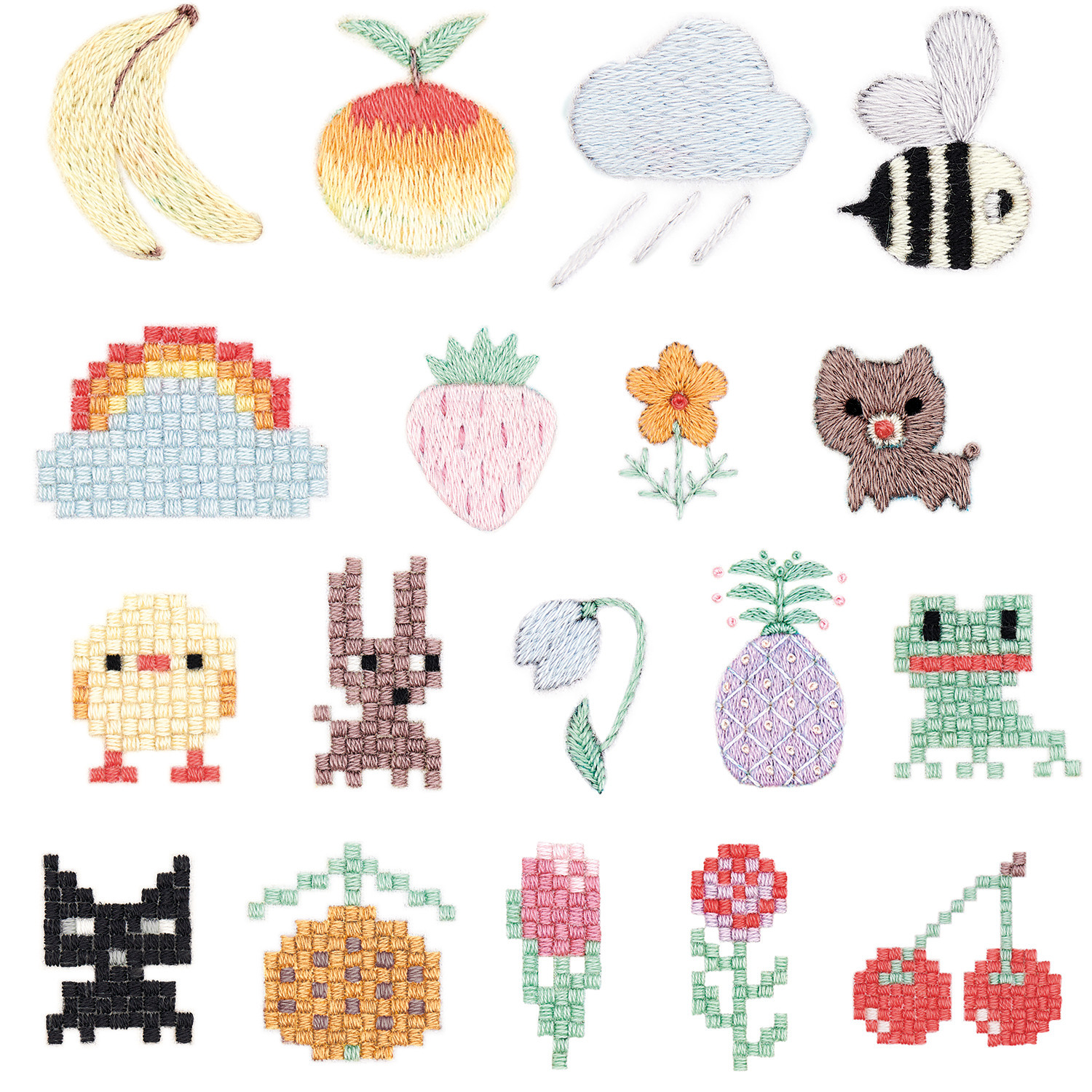 Stick and Stitch Stickpackung Pixel Art Mix vorgezeichnet