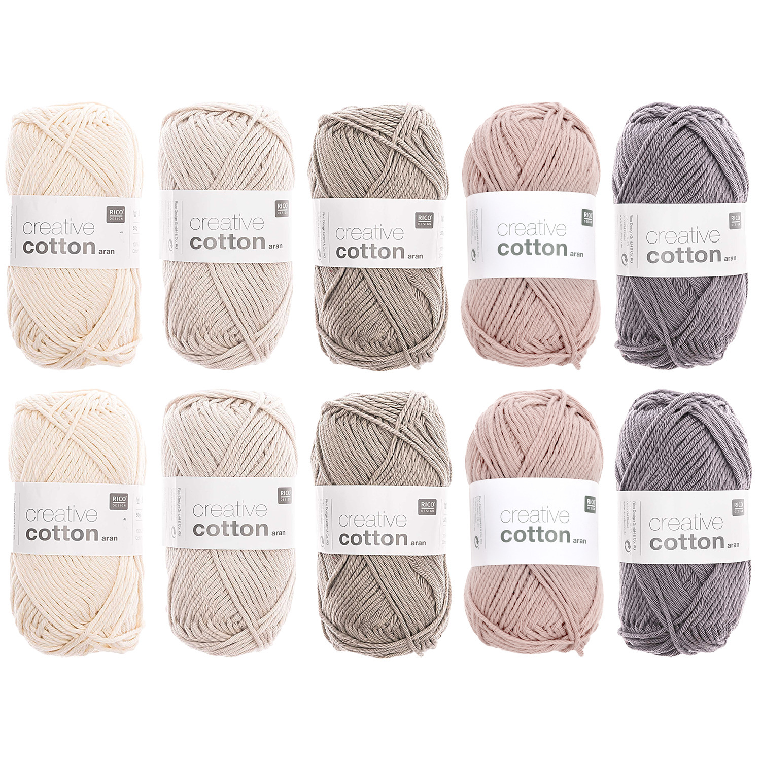 Wollpaket Creative Cotton Aran Gedeckte Farben 