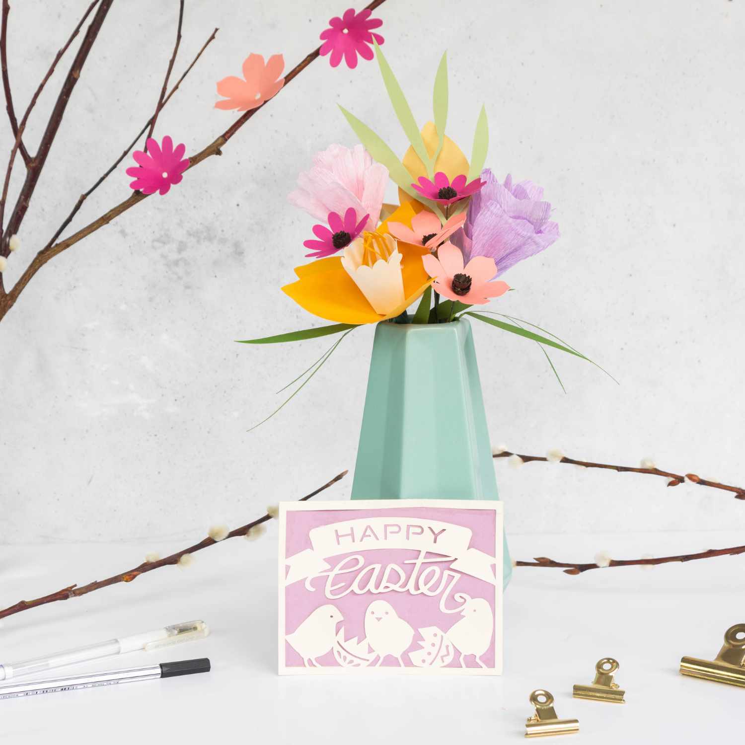 Bastelanleitung Blumenbouquet plotten mit dem Cricut Maker