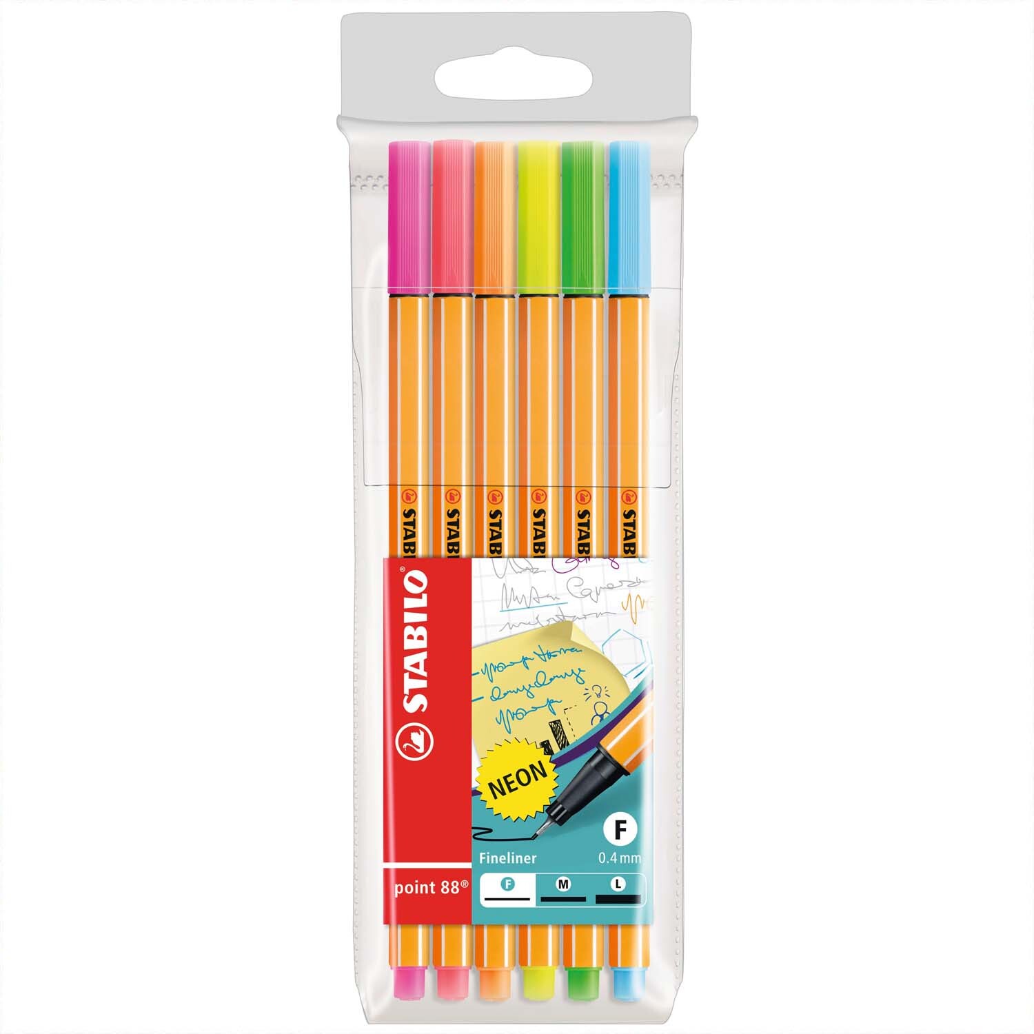 Point 88 Fineliner Neon im Etui 6 Farben